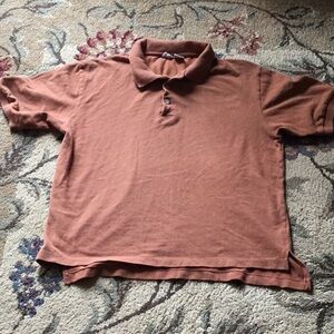Vintage XL Polo Preppy Rust Terracotta‎ Cotton Shirt Mens Short Sleeve